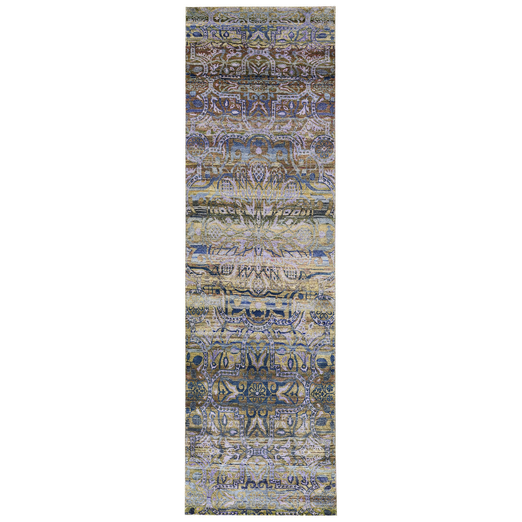 Blue Alchemy Contemporary Silk Runner - 3'11" x 13'4"