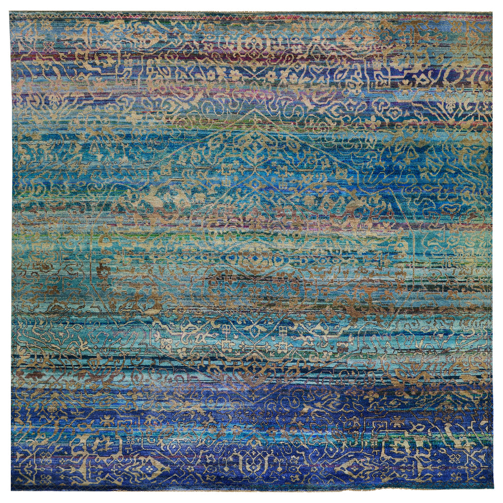 Blue Alchemy Traditional Silk Rug - 10'10" x 10'10"