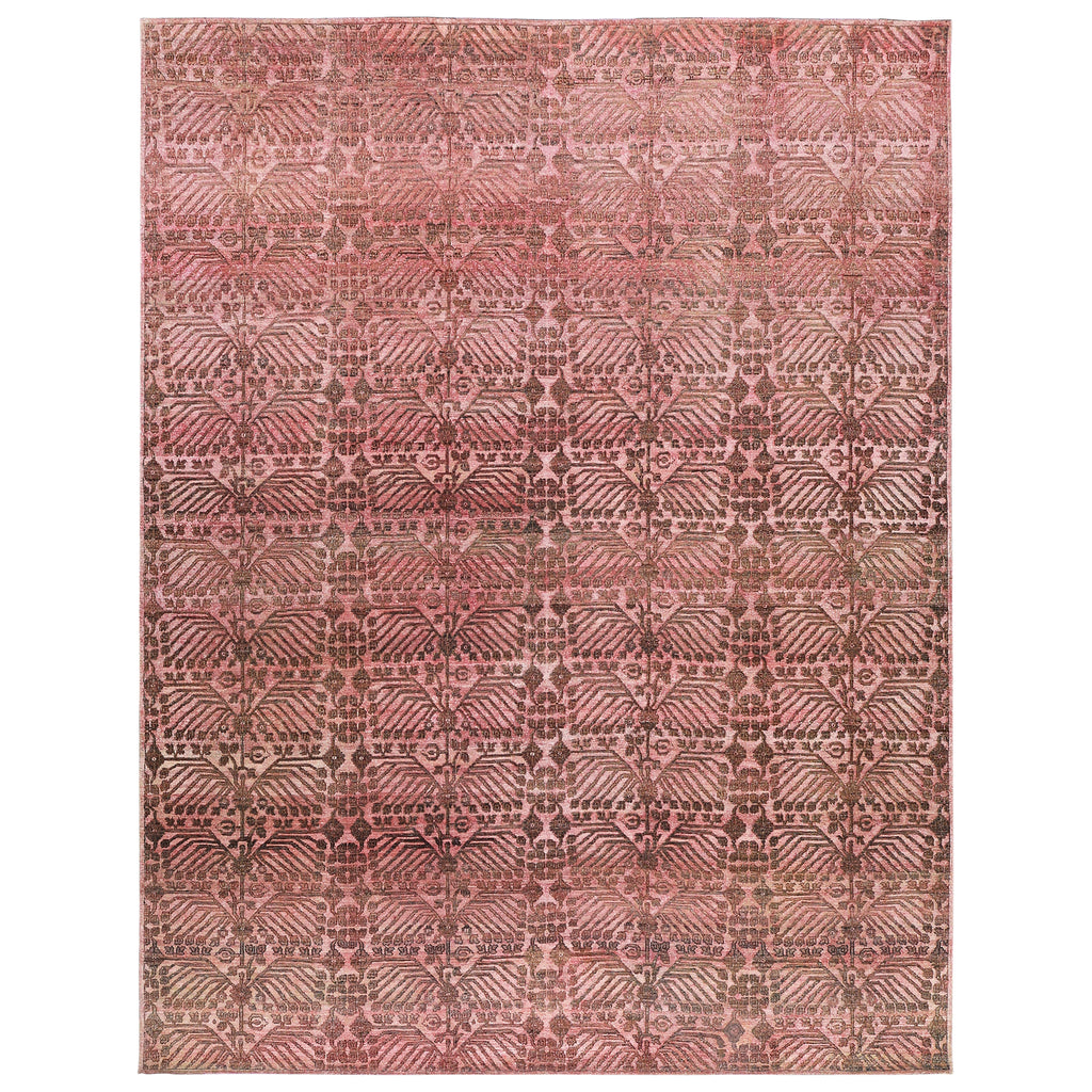 Pink Alchemy Contemporary Silk Wool Blend Rug - 9' x 12'