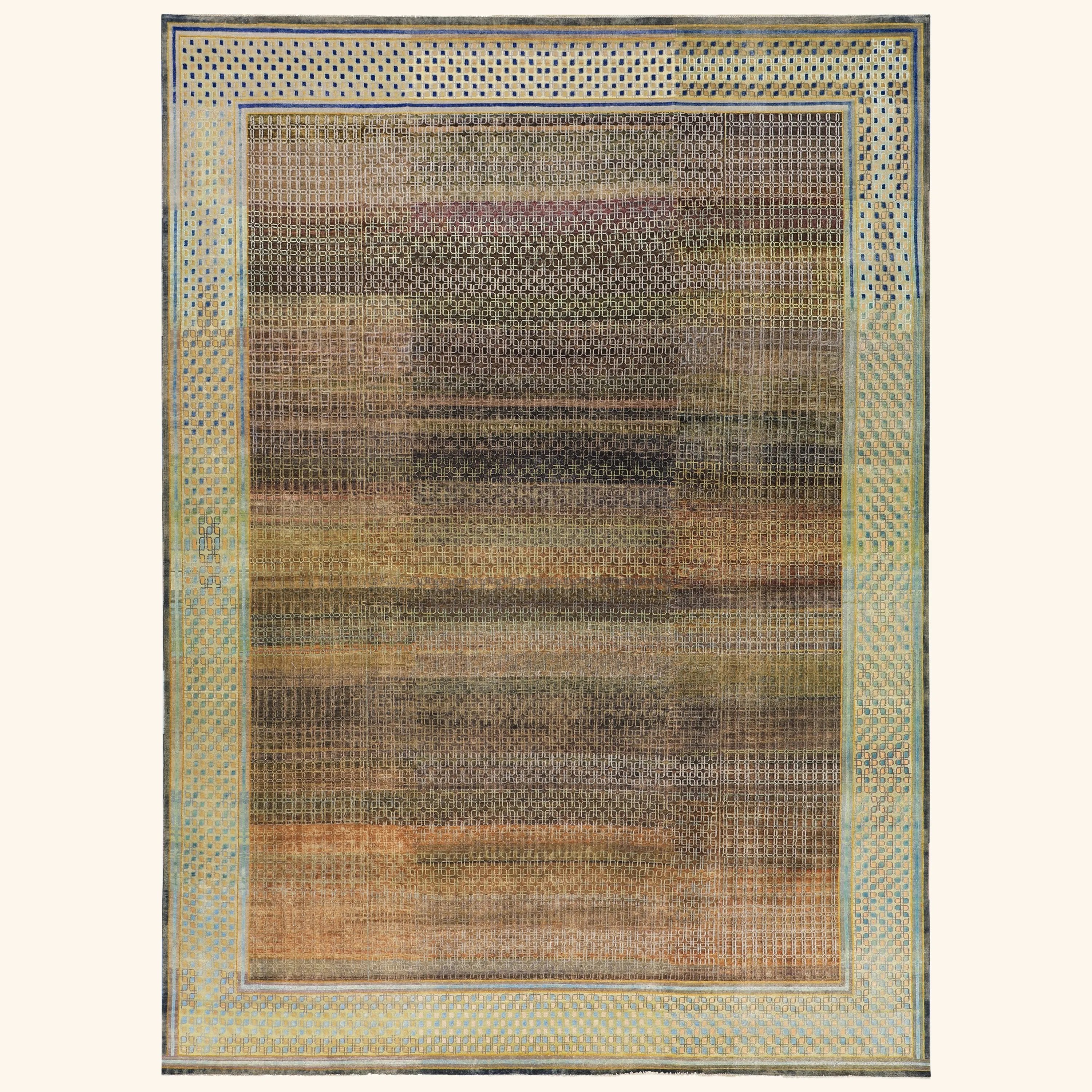 Brown Alchemy Traditional Silk Wool Blend Rug - 8'8