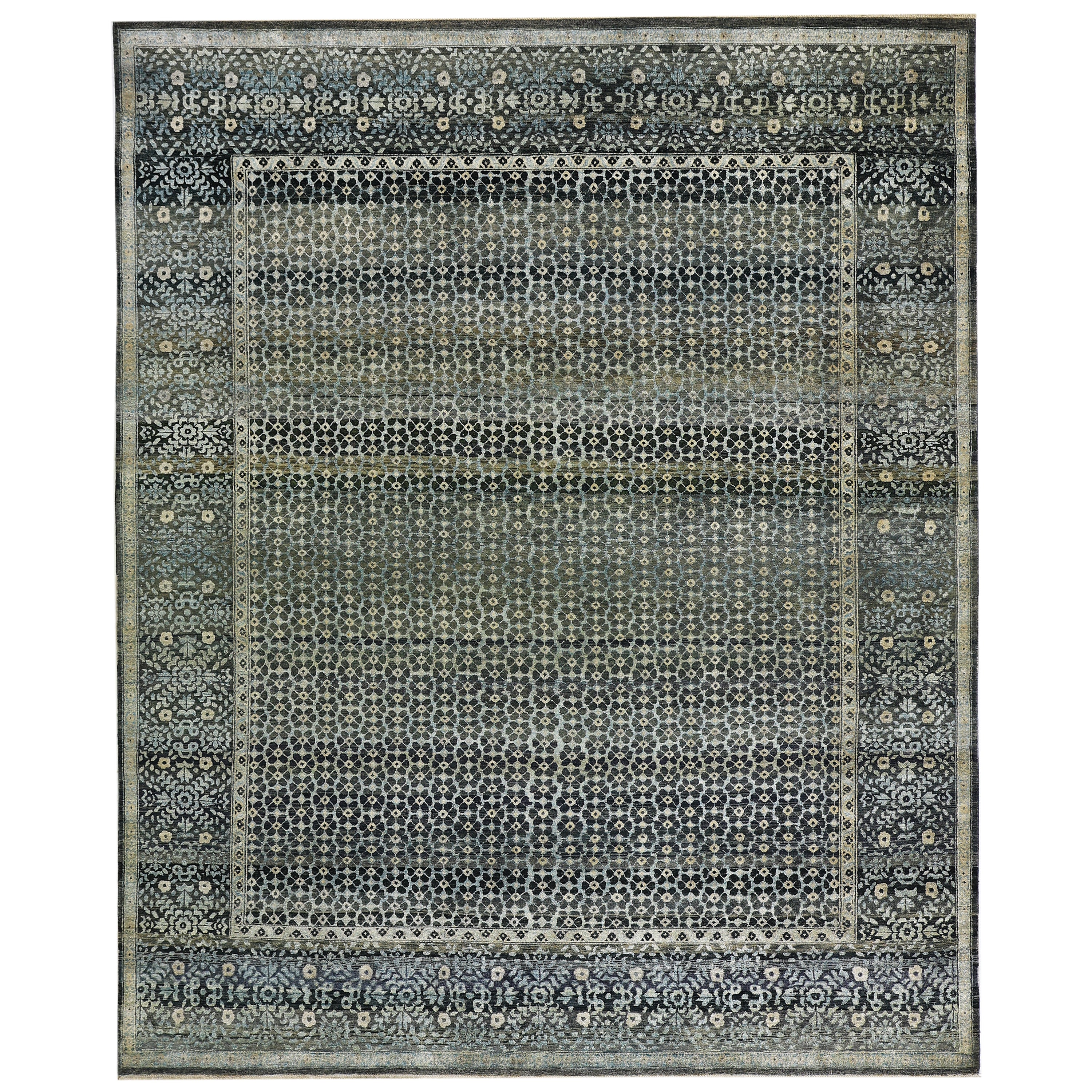 Black Alchemy Traditional Wool Silk Blend Rug - 7'11" x 10'