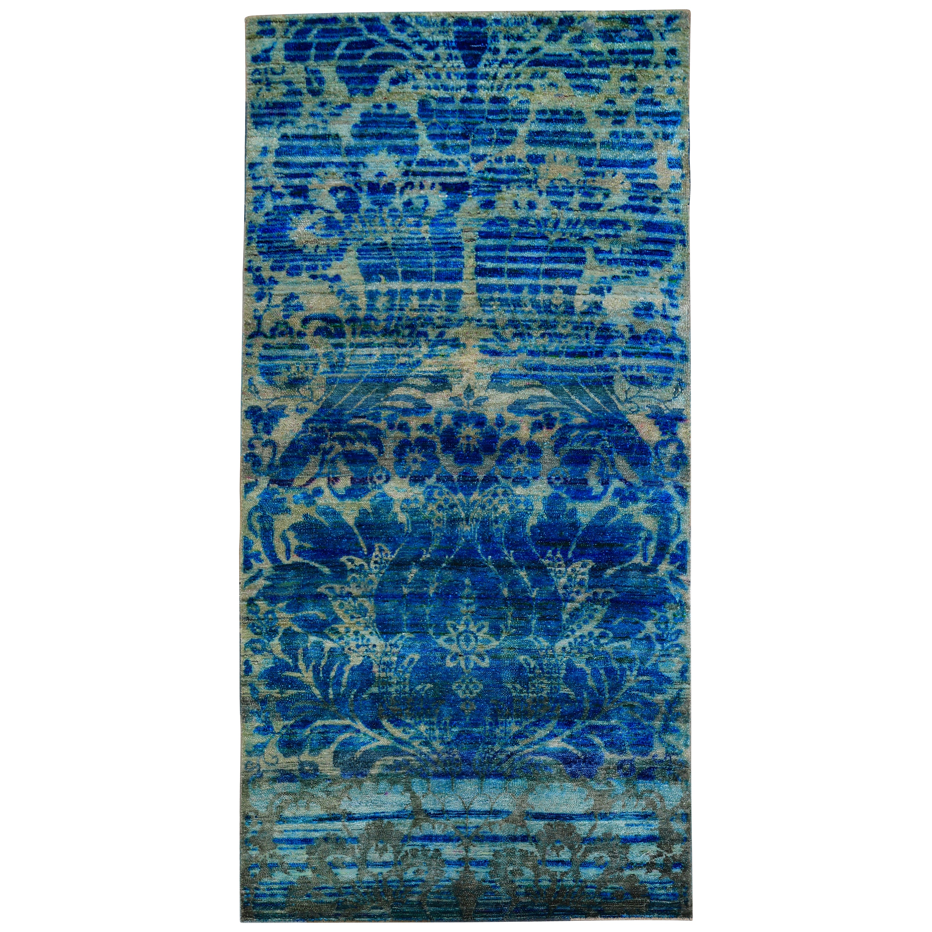 Blue Alchemy Contemporary Silk Runner - 3'1" x 6'5"