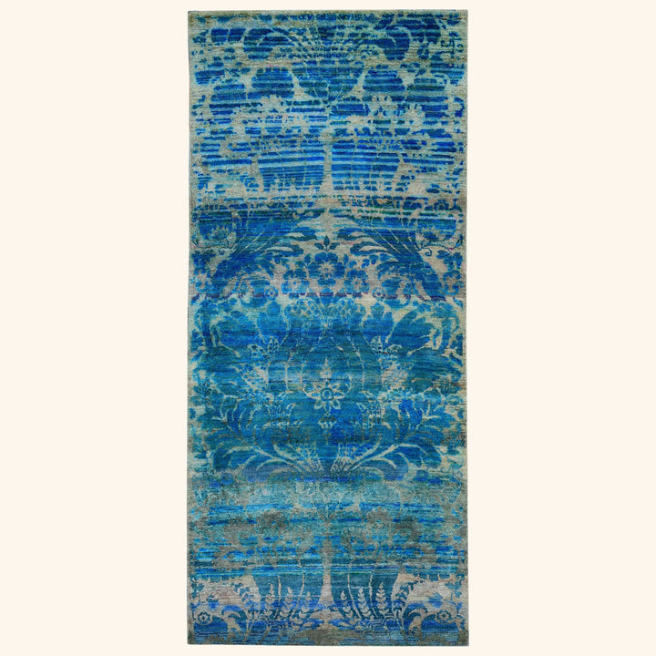 Blue Alchemy Contemporary Silk Runner - 3' x 10'10"