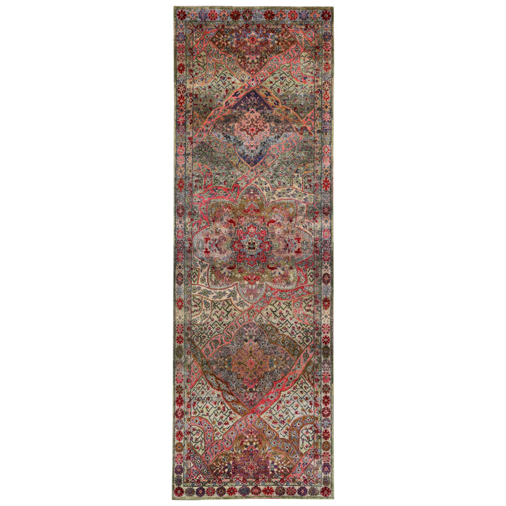 Red Alchemy Traditional Silk Runner - 3'4" x 10'7"
