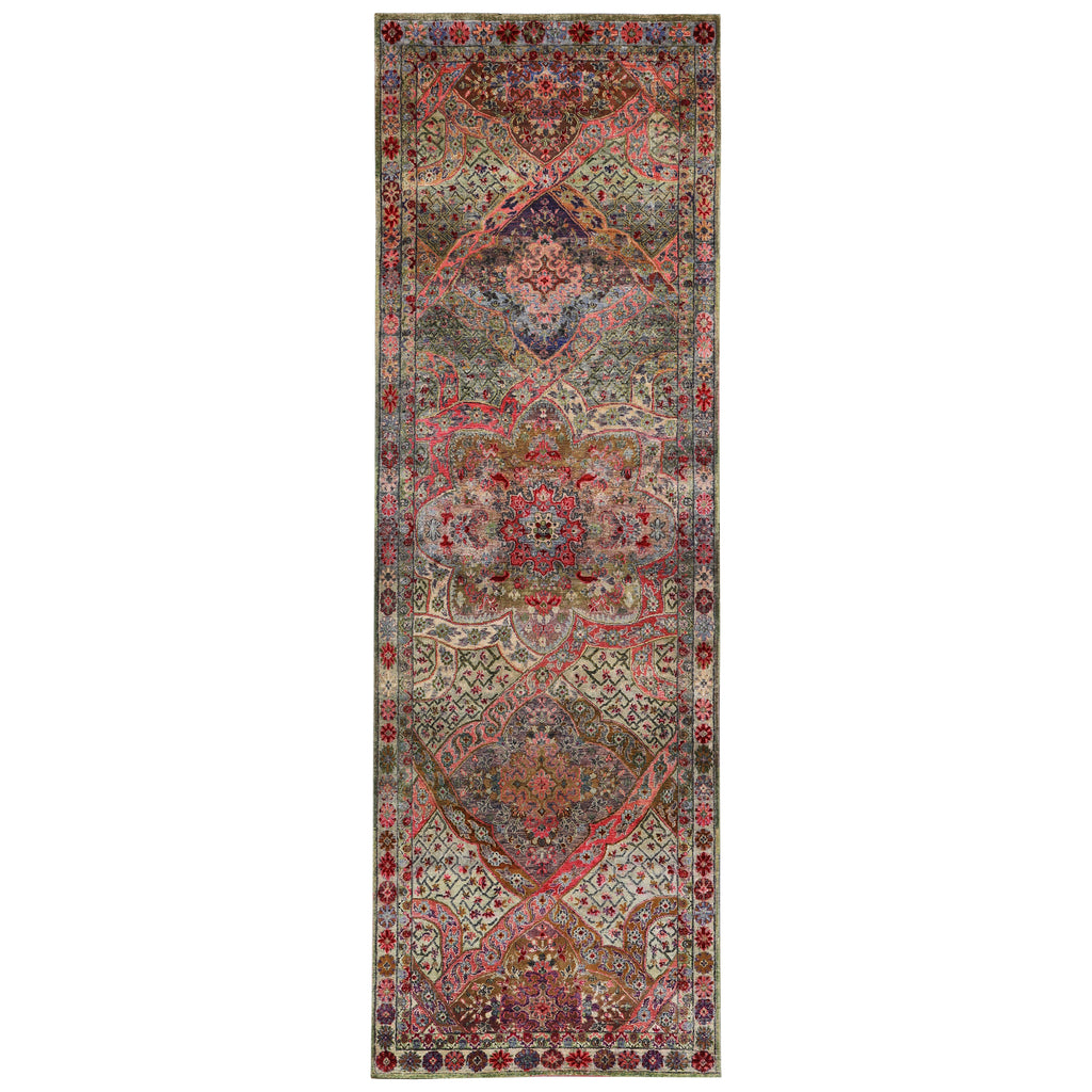 Red Alchemy Traditional Silk Runner - 3'4" x 10'7"