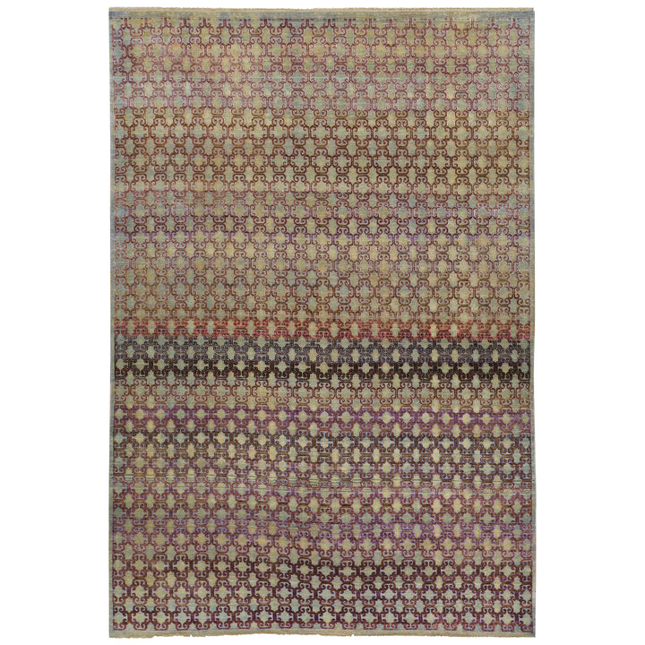 Multicolored Alchemy Traditional Silk Wool Blend Rug - 6' x 9'1"