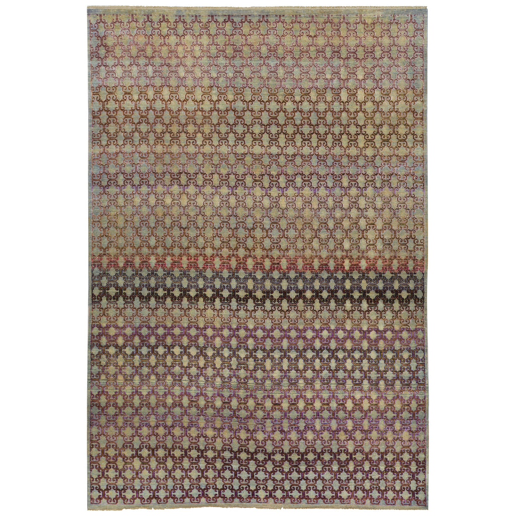 Multicolored Alchemy Traditional Silk Wool Blend Rug - 6' x 9'1"