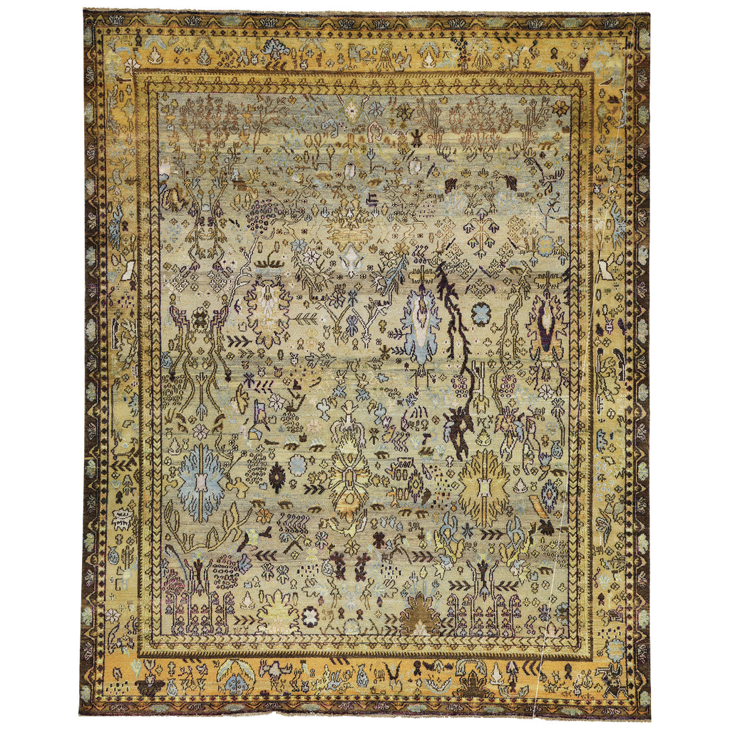 Gold Alchemy Traditional Silk Wool Blend Rug - 7'7" x 9'5"