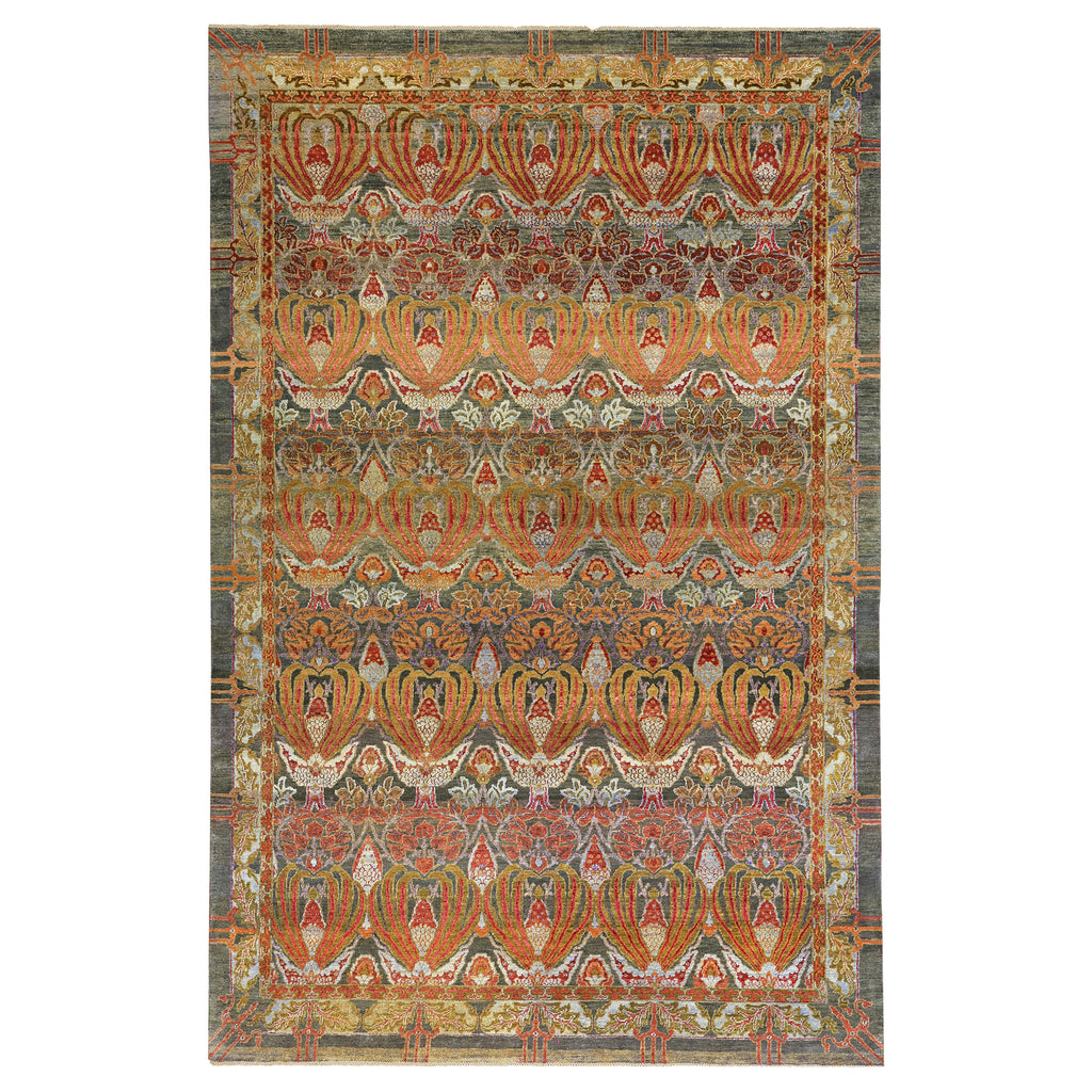 Multicolored Alchemy Traditional Silk Wool Rug - 5'11" x 9'8"