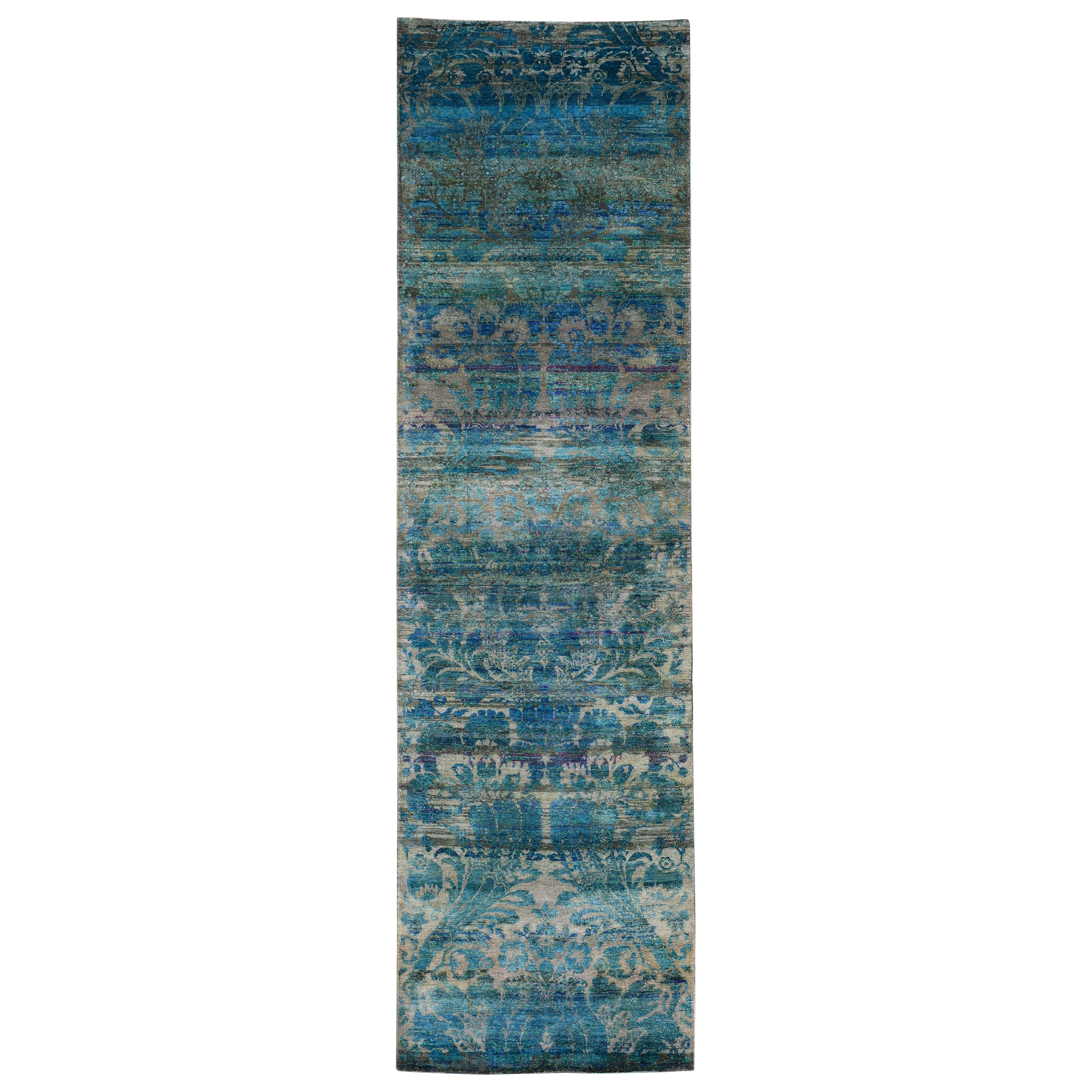 Blue Alchemy Contemporary Silk Runner - 3' x 7'2"