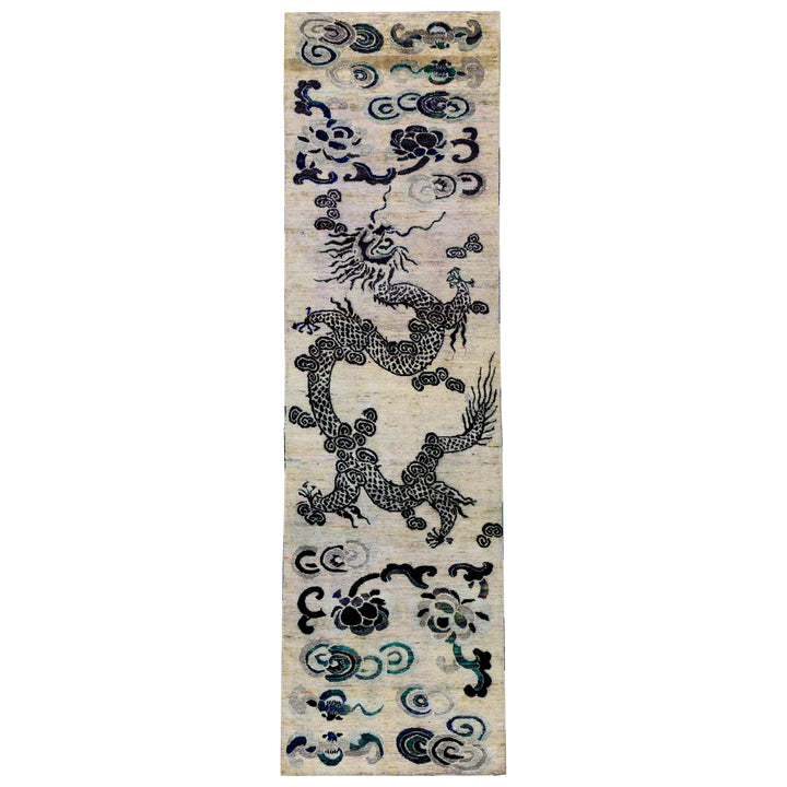 Cream Alchemy Contemporary Silk Runner - 3' x 10'8"