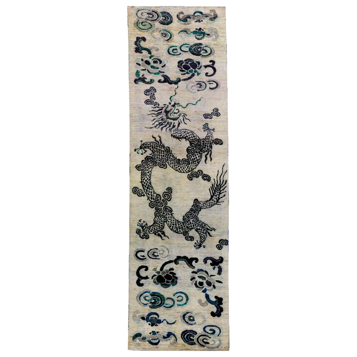 Cream Alchemy Contemporary Silk Runner - 3' x 10'8"