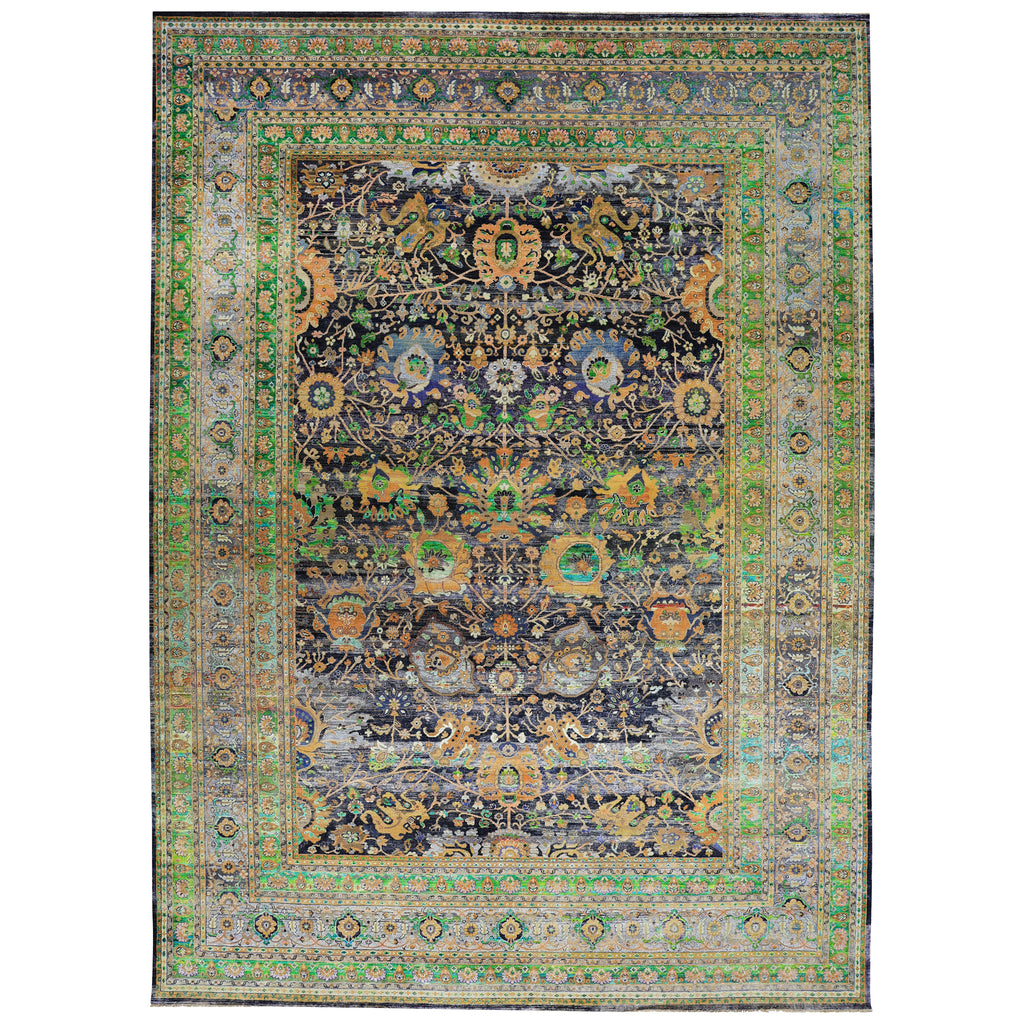 Green Alchemy Traditional Wool Silk Blend Rug - 13'10" x 19'9"