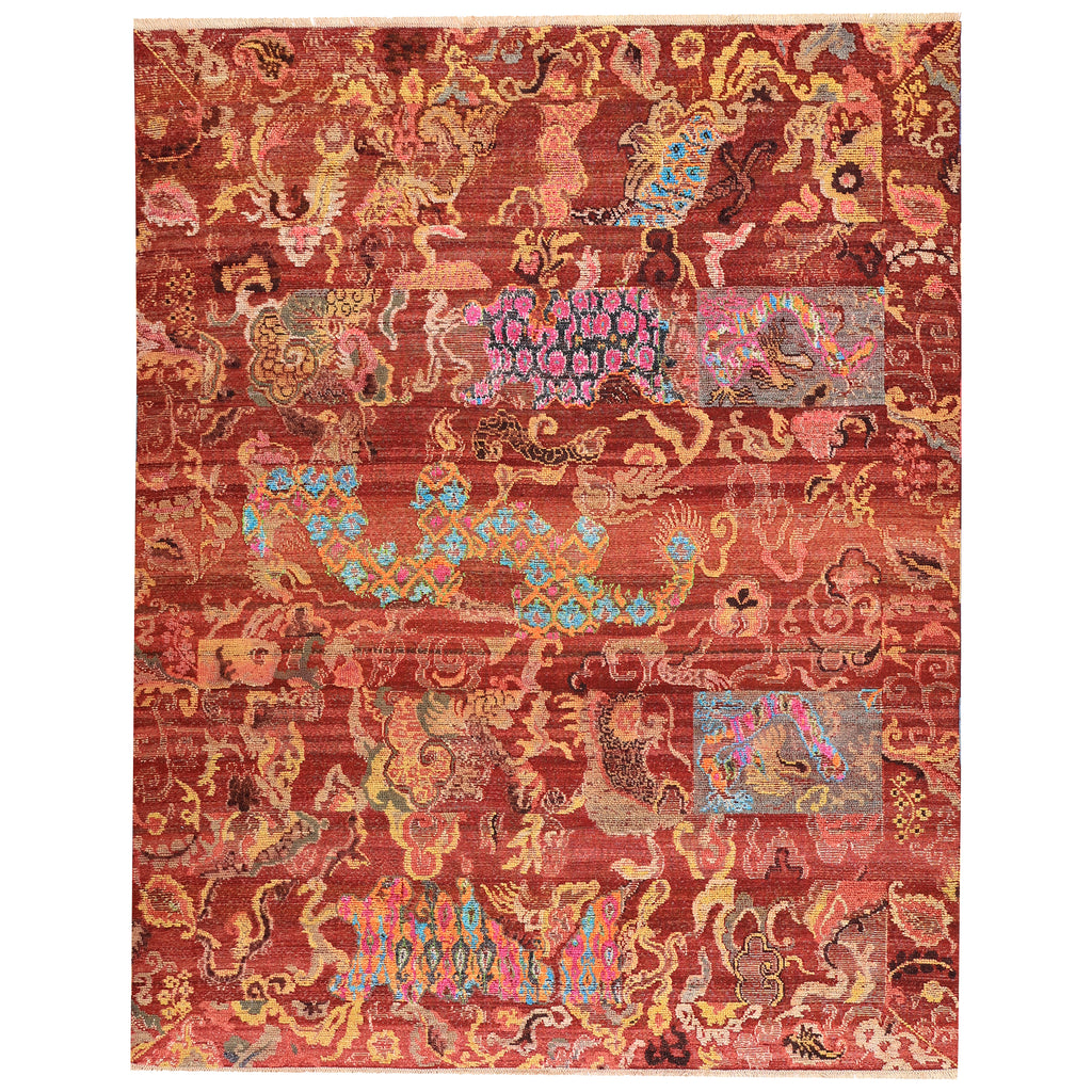 Red Alchemy Traditional Wool Linen Blend Rug - 8'3" x 10'5"