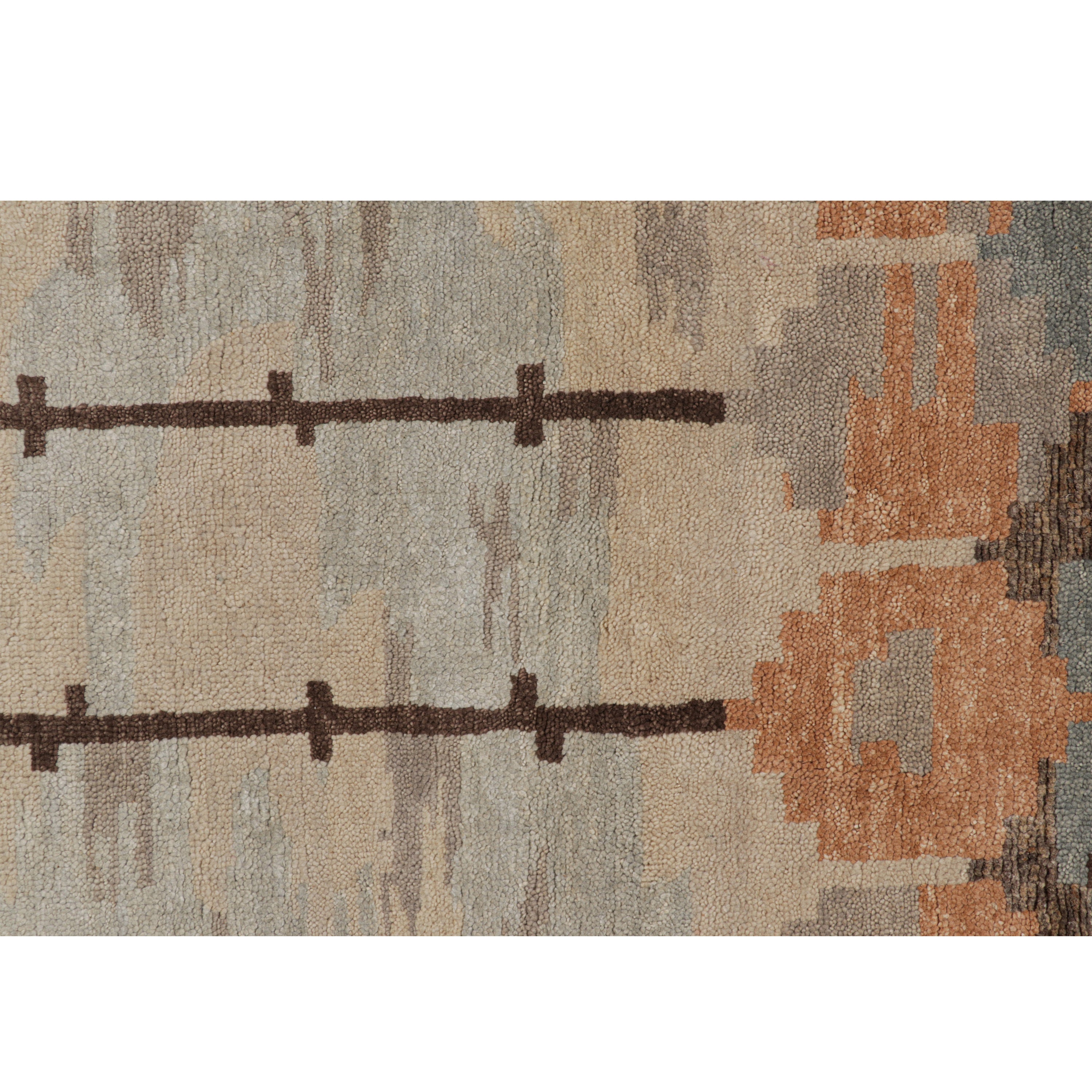 Neutral Contemporary Scandinavian Wool Silk Blend Rug - 6'8" x 8'