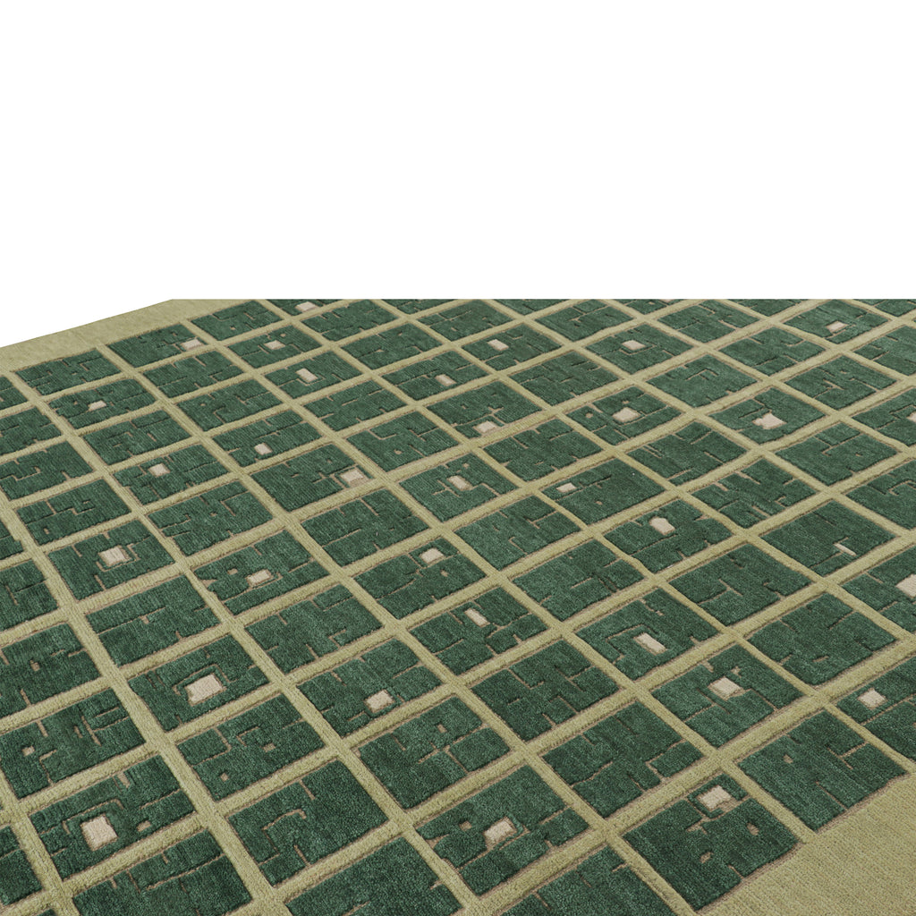 Green Contemporary Wool Rug - 9' x 12'