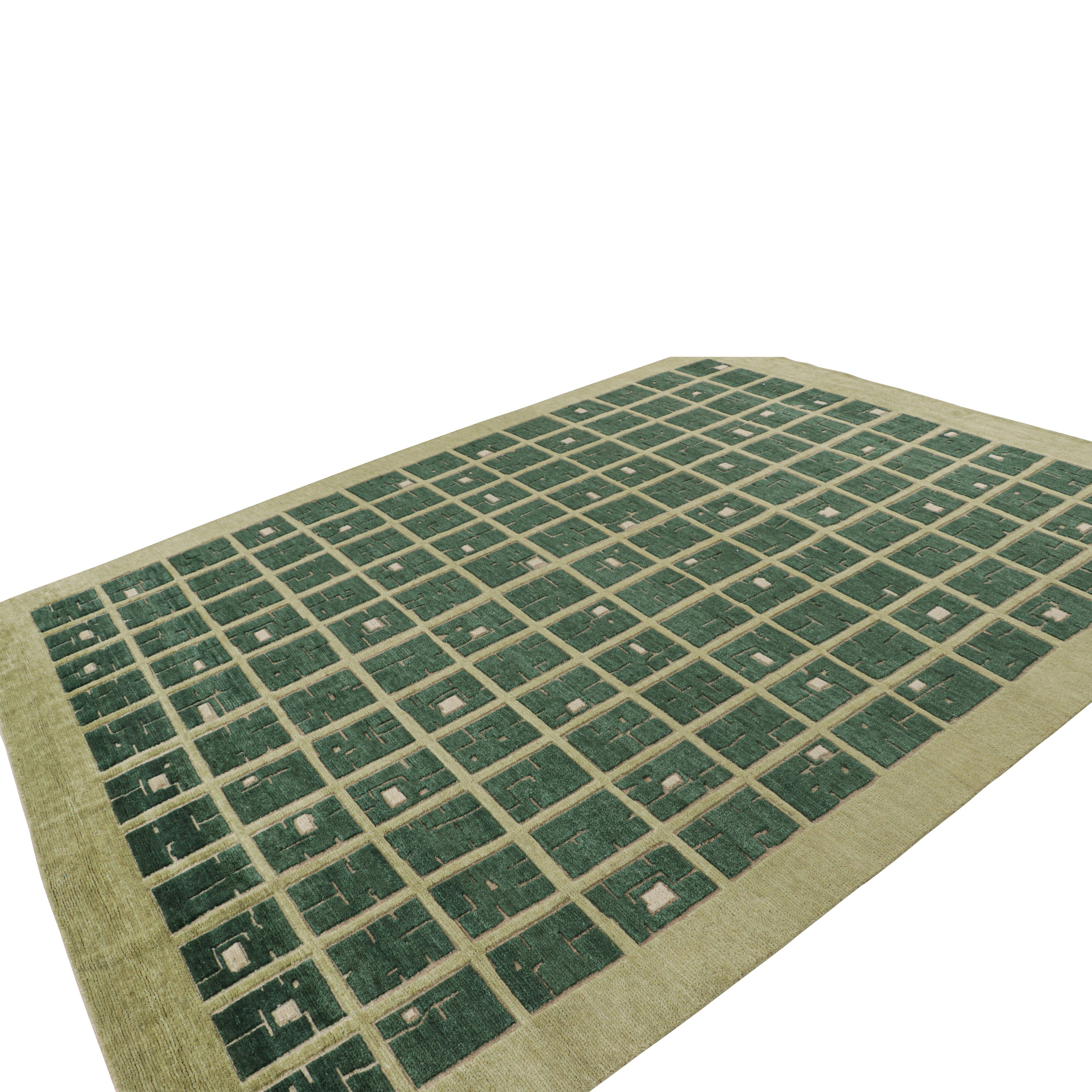 Green Contemporary Wool Rug - 9' x 12'