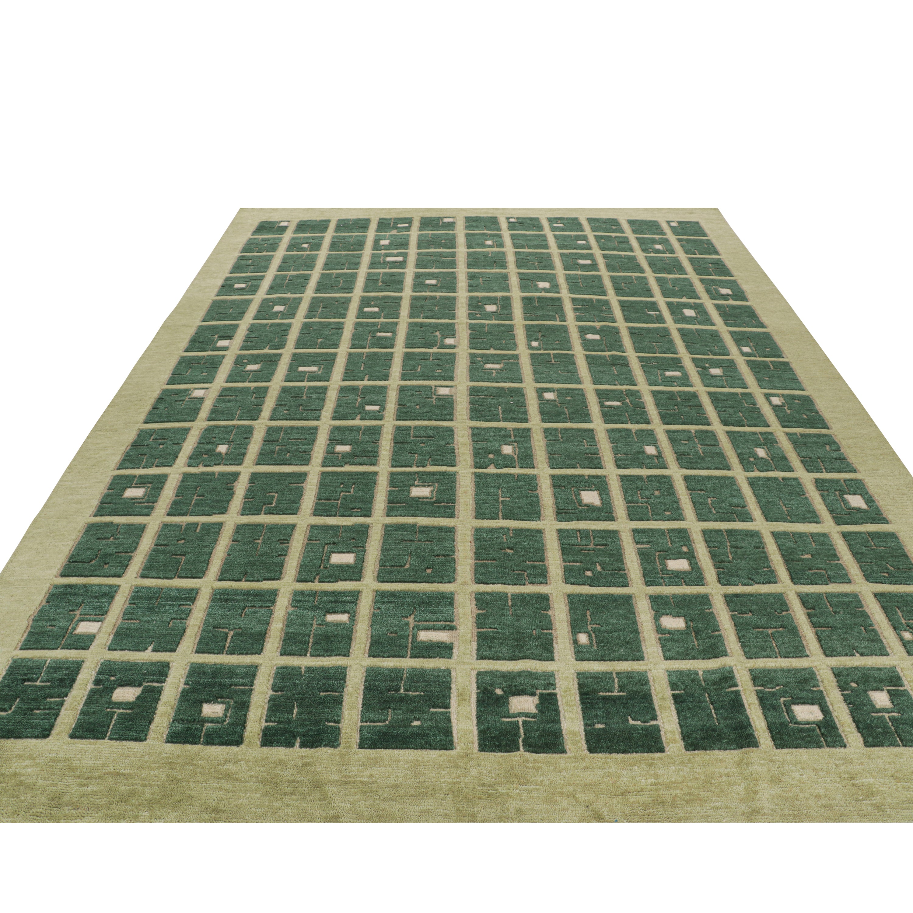 Green Contemporary Wool Rug - 9' x 12'