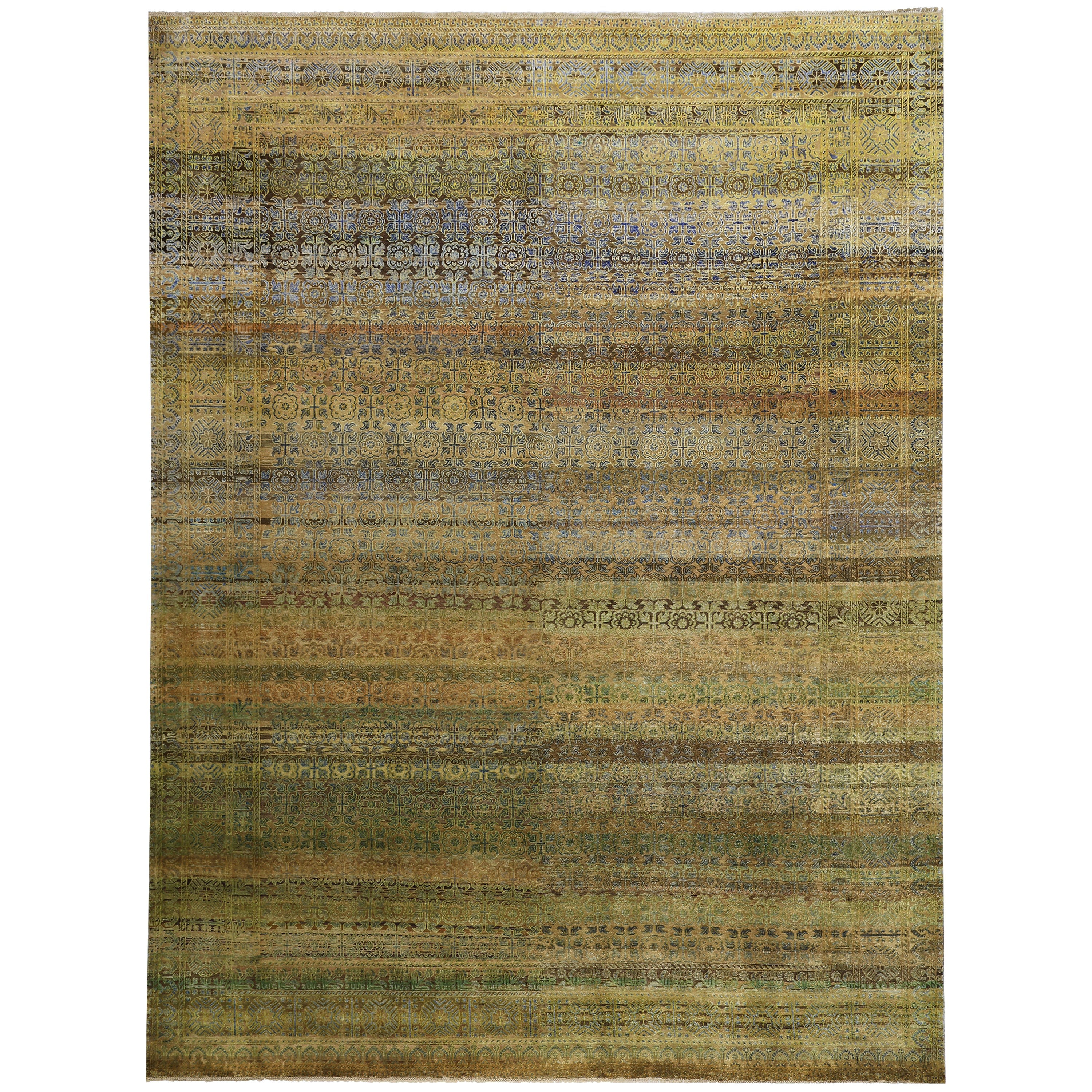 Yellow Alchemy Traditional Silk Wool Blend Rug - 8'11" x 12'2"