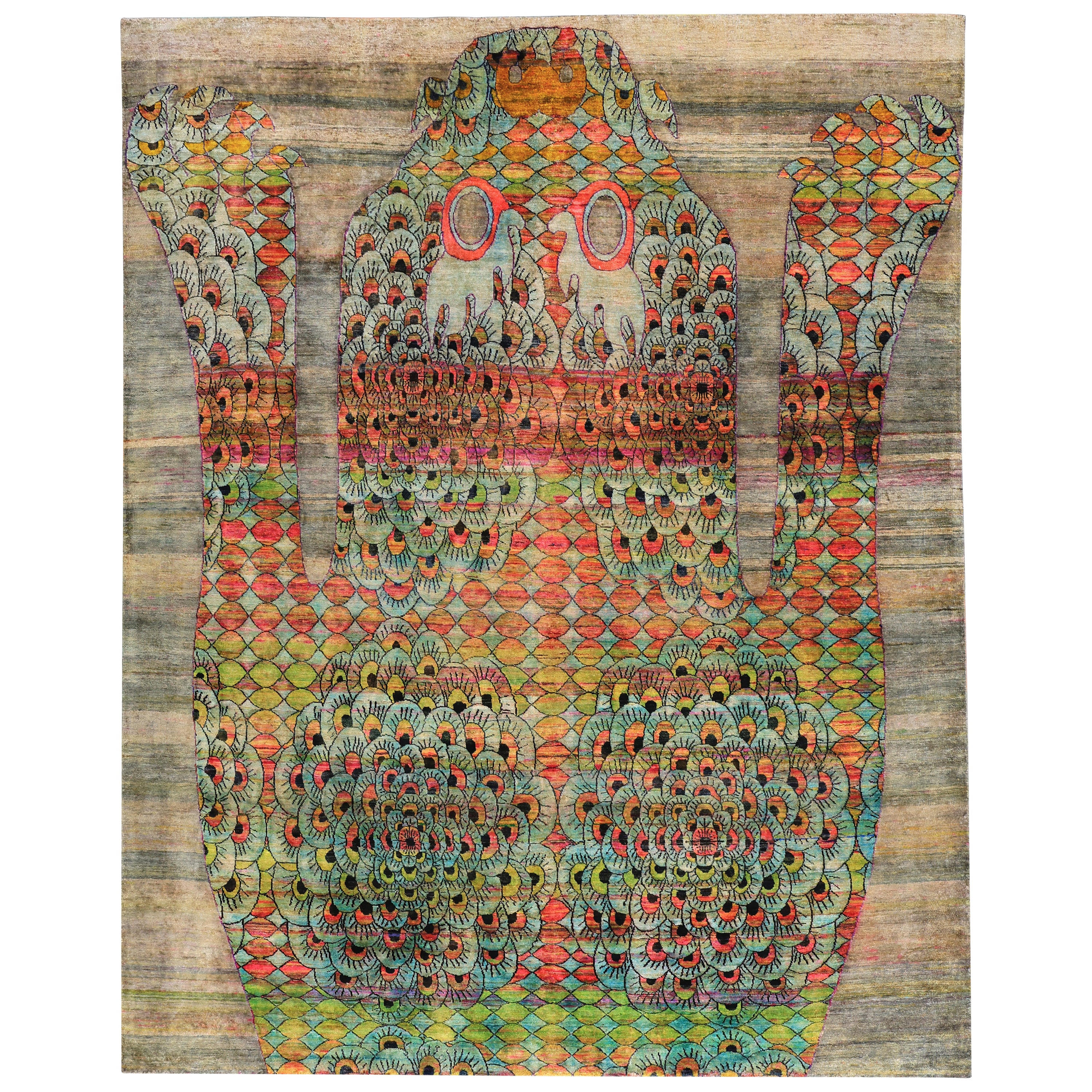 Multicolored Alchemy Contemporary Silk Rug - 7'10" x 9'10"