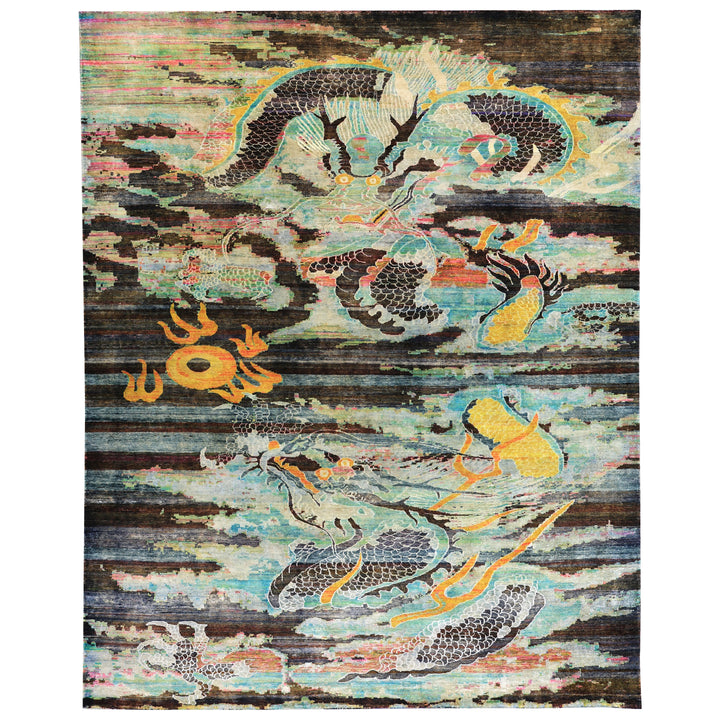 Blue Alchemy Contemporary Silk Rug - 8' x 10'