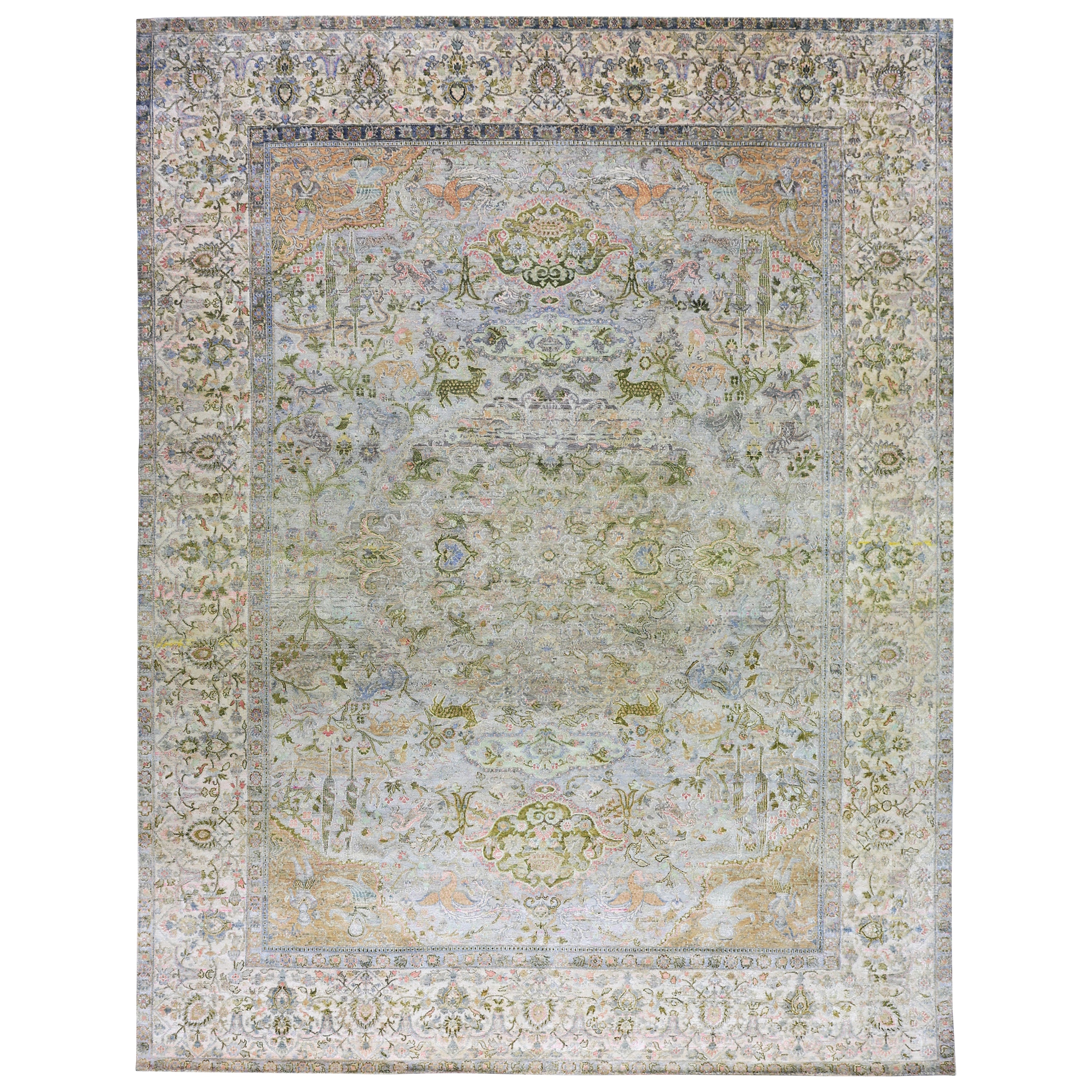 Ivory Alchemy Traditional Silk Rug - 11'4" x 15'1"