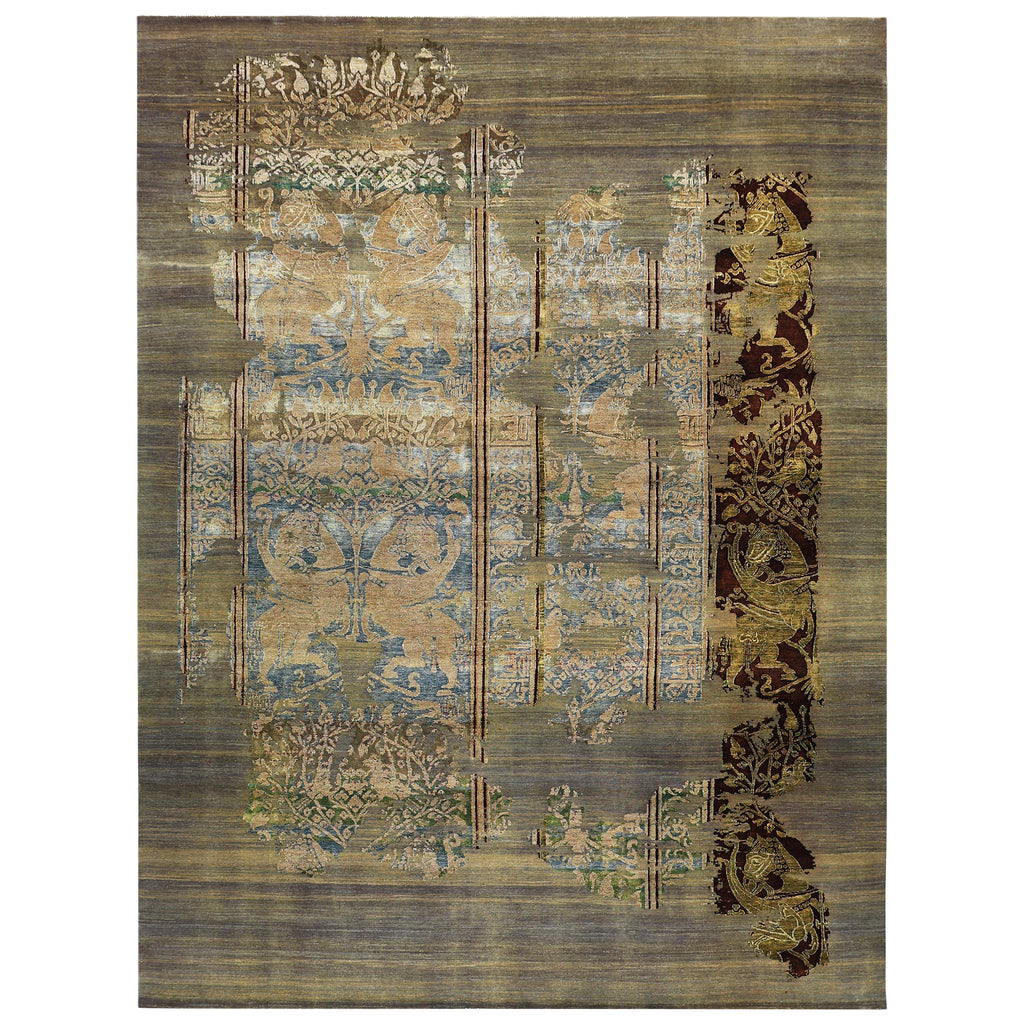 Yellow Alchemy Contemporary Silk Wool Blend Rug - 9'3" x 12'2"