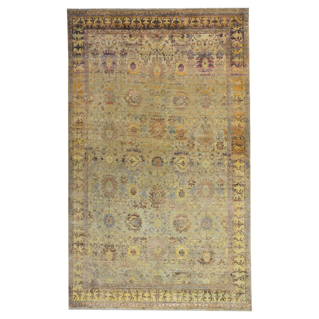 Brown Alchemy Traditional Wool Silk Rug - 10' x 15'9"