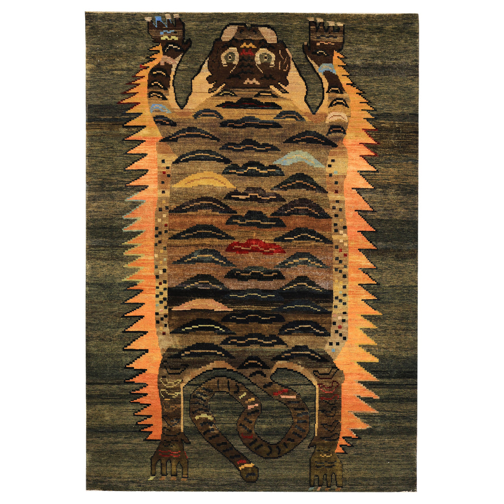 Multicolored Alchemy Tiger Wool Rug - 5'8" x 8'2"