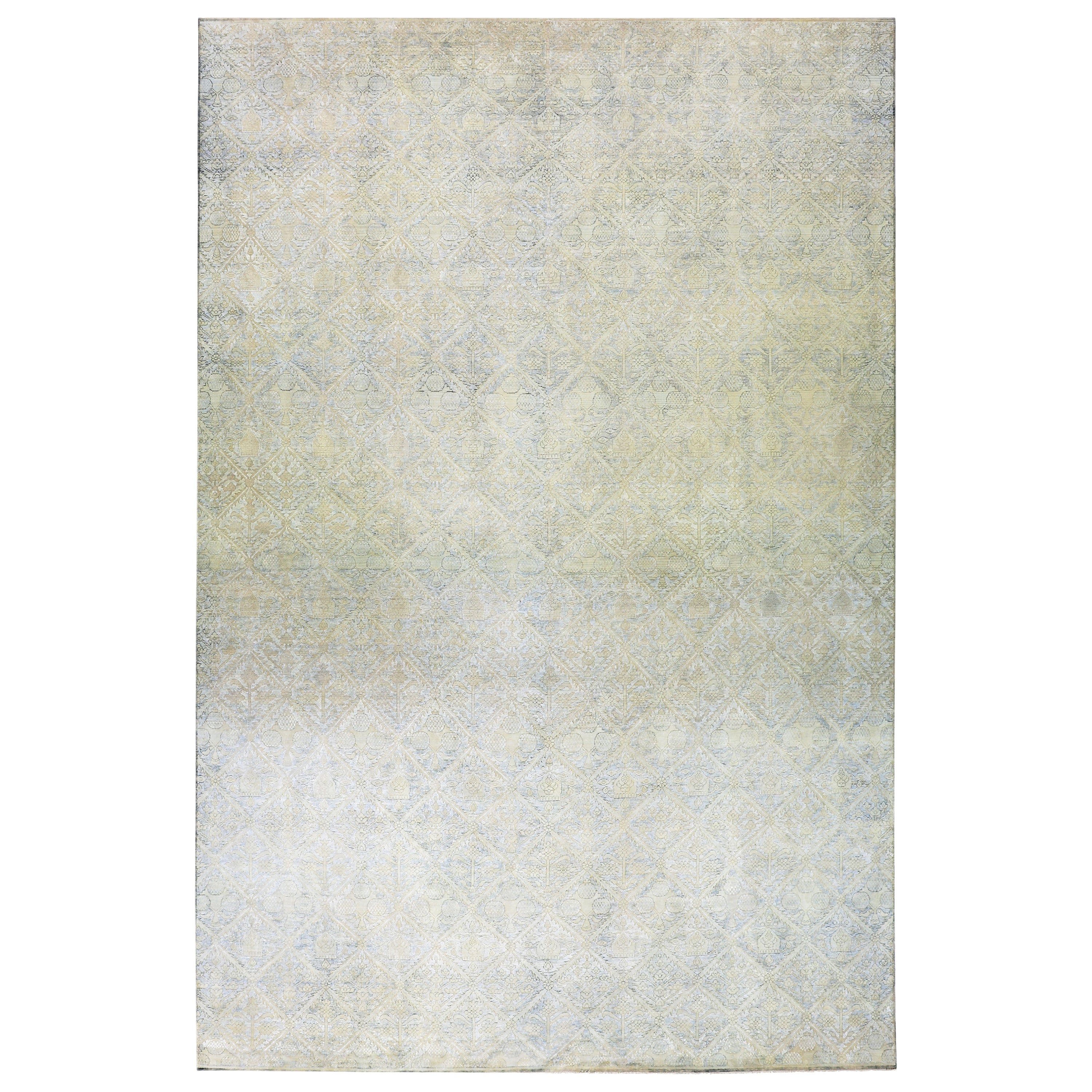 Ivory Alchemy Contemporary Silk Wool Blend Rug - 11'10" x 18'3"