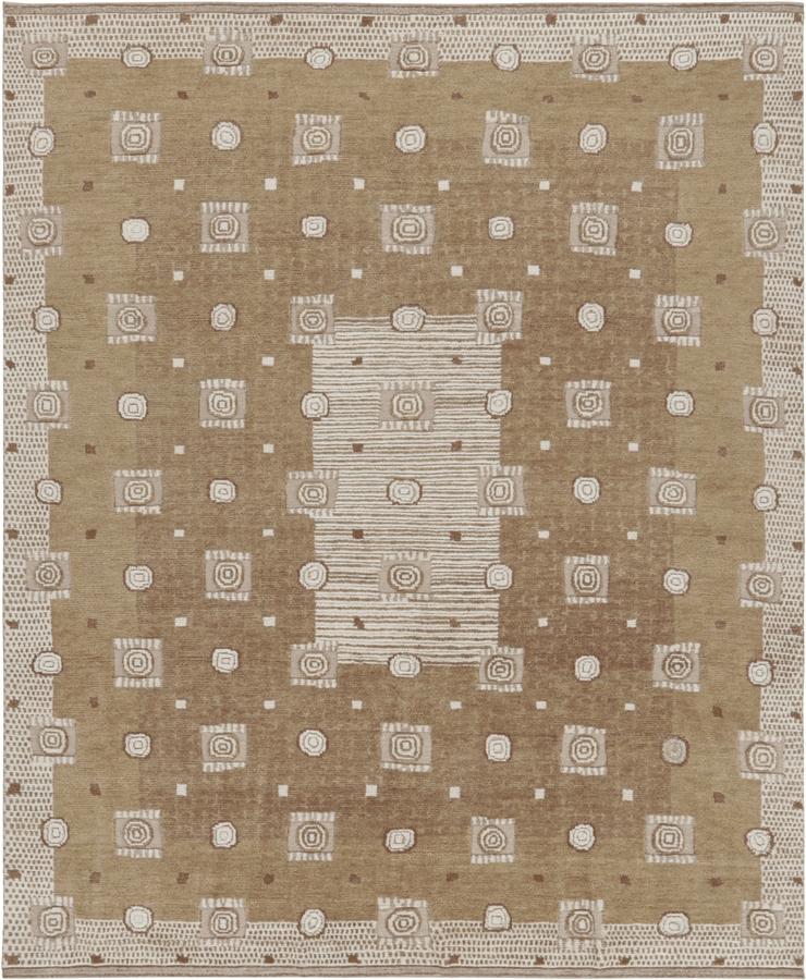 Beige & Grey Transitional Wool Rug - 8'2