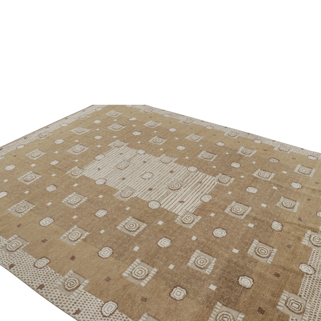 Beige and Grey Transitional Wool Rug - 8'2" x 9'10"