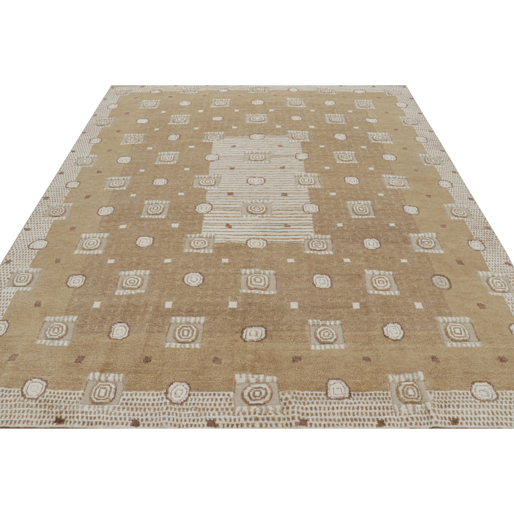 Beige and Grey Transitional Wool Rug - 8'2" x 9'10"