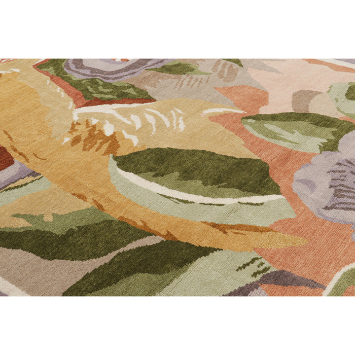 Multicolored Contemporary Wool Cotton Blend Rug - 8'1" x 9'10"