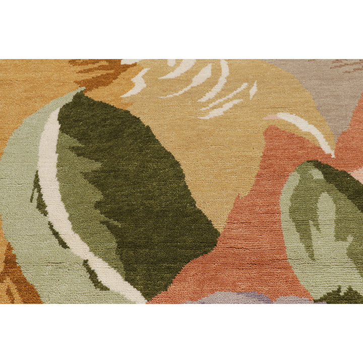 Multicolored Contemporary Wool Cotton Blend Rug - 8'1" x 9'10"