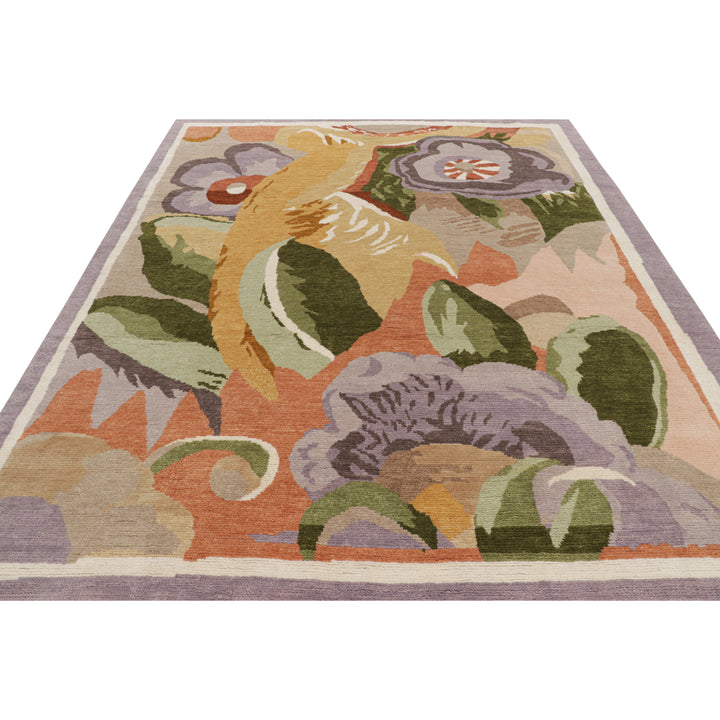 Multicolored Contemporary Wool Cotton Blend Rug - 8'1" x 9'10"