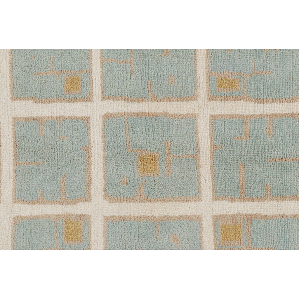 Blue & Cream Contemporary Scandinavian Wool Rug - 6'1" x 8'11"