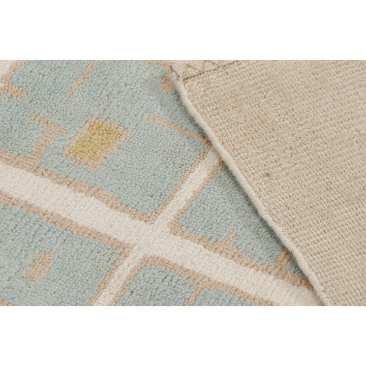 Blue & Cream Contemporary Scandinavian Wool Rug - 6'1" x 8'11"