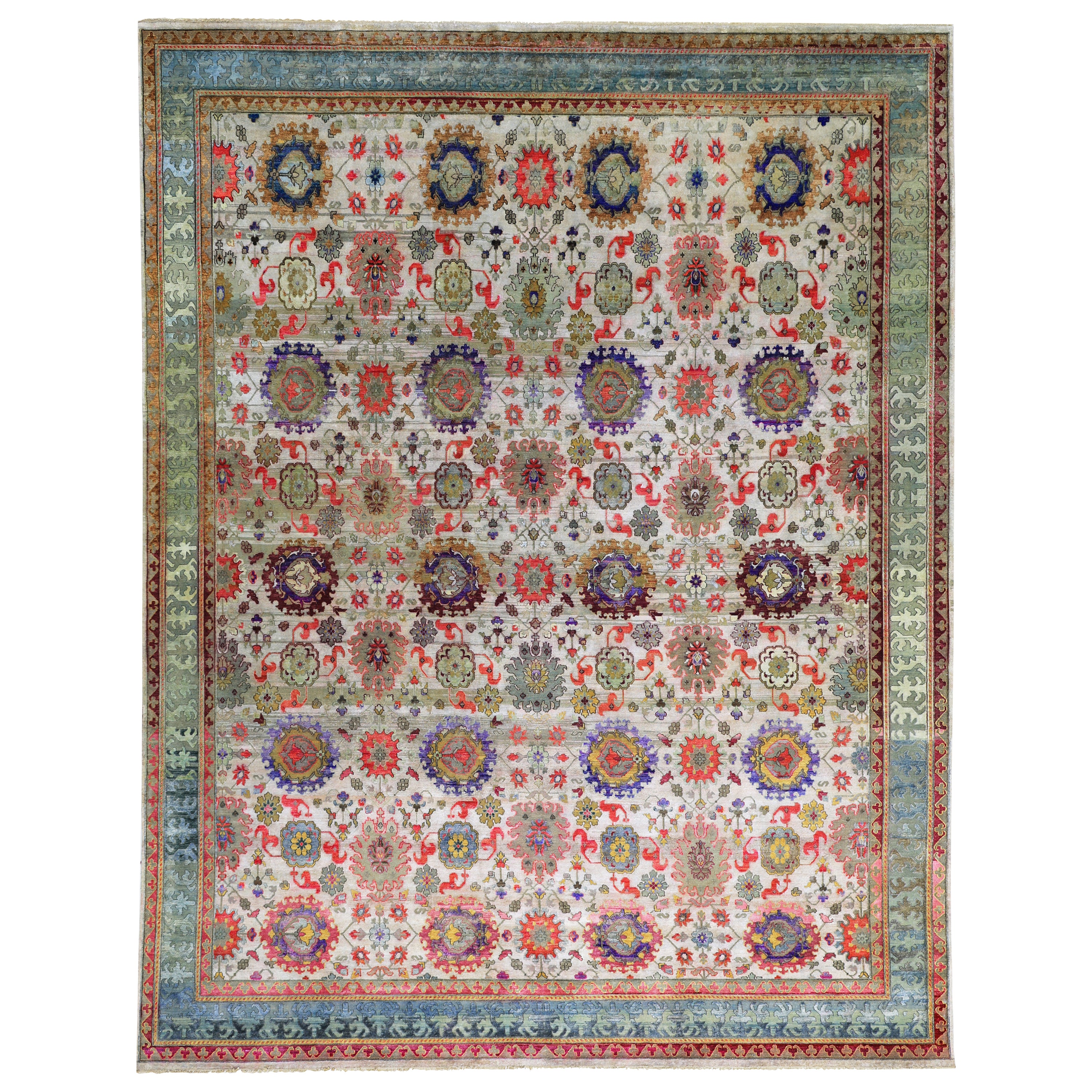 Multicolored Alchemy Traditional Silk Wool Blend Rug - 11'9" x 14'11"