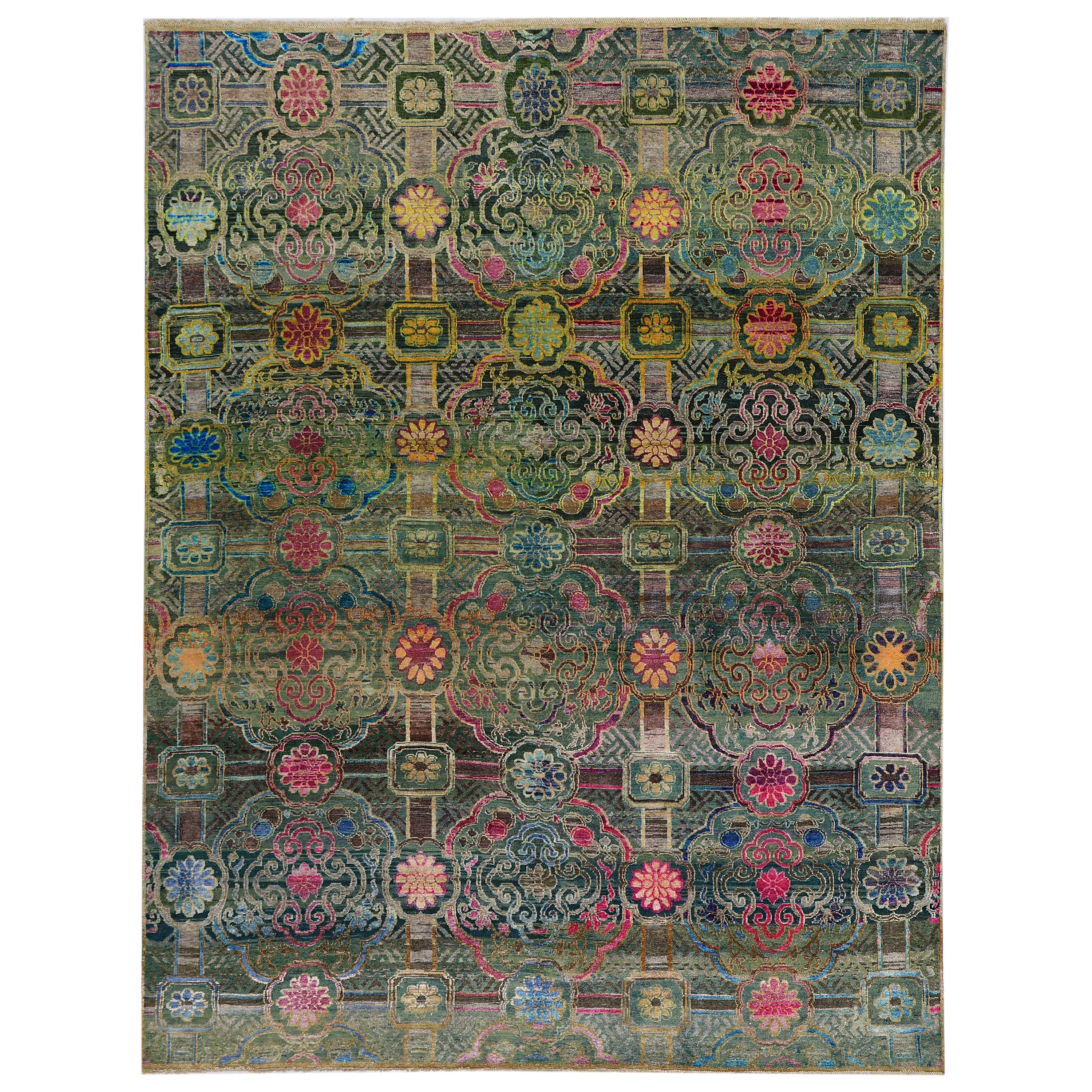 Green Alchemy Contemporary Silk Wool Blend Rug - 7'11" x 10'4"