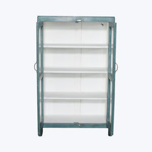 Vintage Teal-Painted Glass Front Cabinet - hover