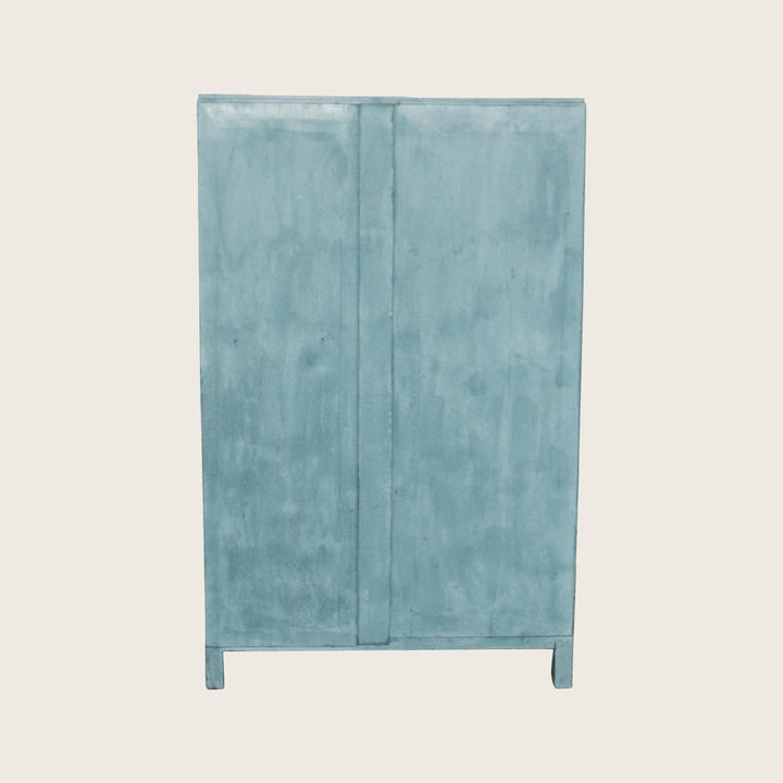 Vintage Teal-Painted Glass Front Cabinet