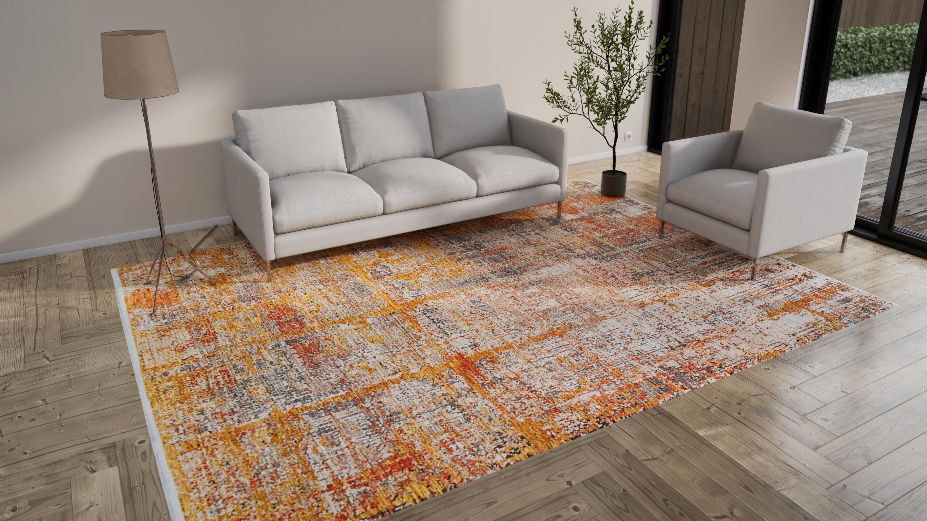 Orange Stelle Transitional Wool Rug - 8'11" x 12'3"