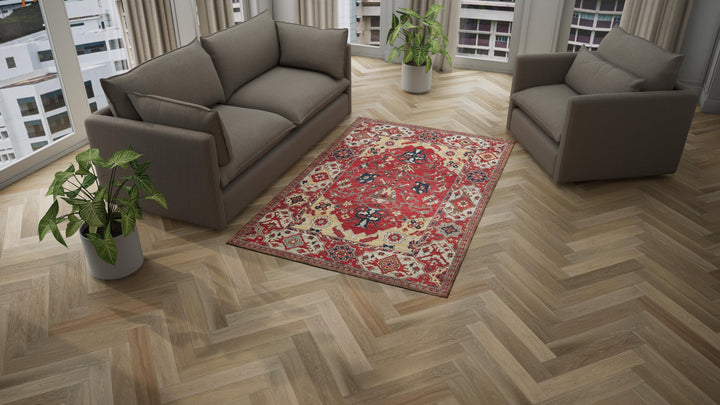 Red Traditional Wool Rug - 5'11" x 8'