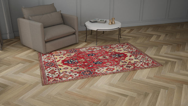 Red Traditional Wool Rug - 5'11" x 8'