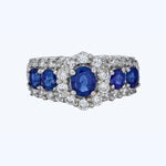 Platinum Sapphire Diamond Ring 6.75