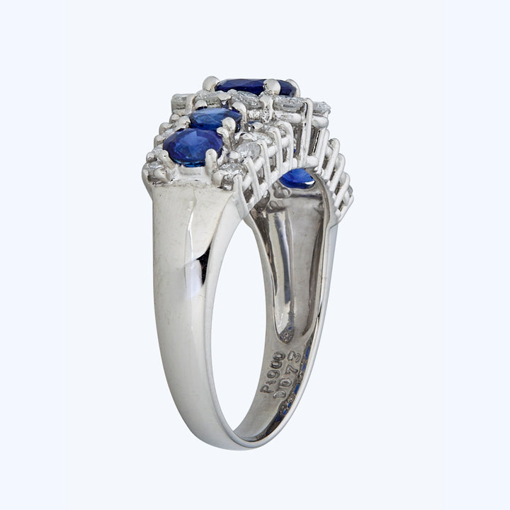 Platinum Sapphire Diamond Ring 6.75