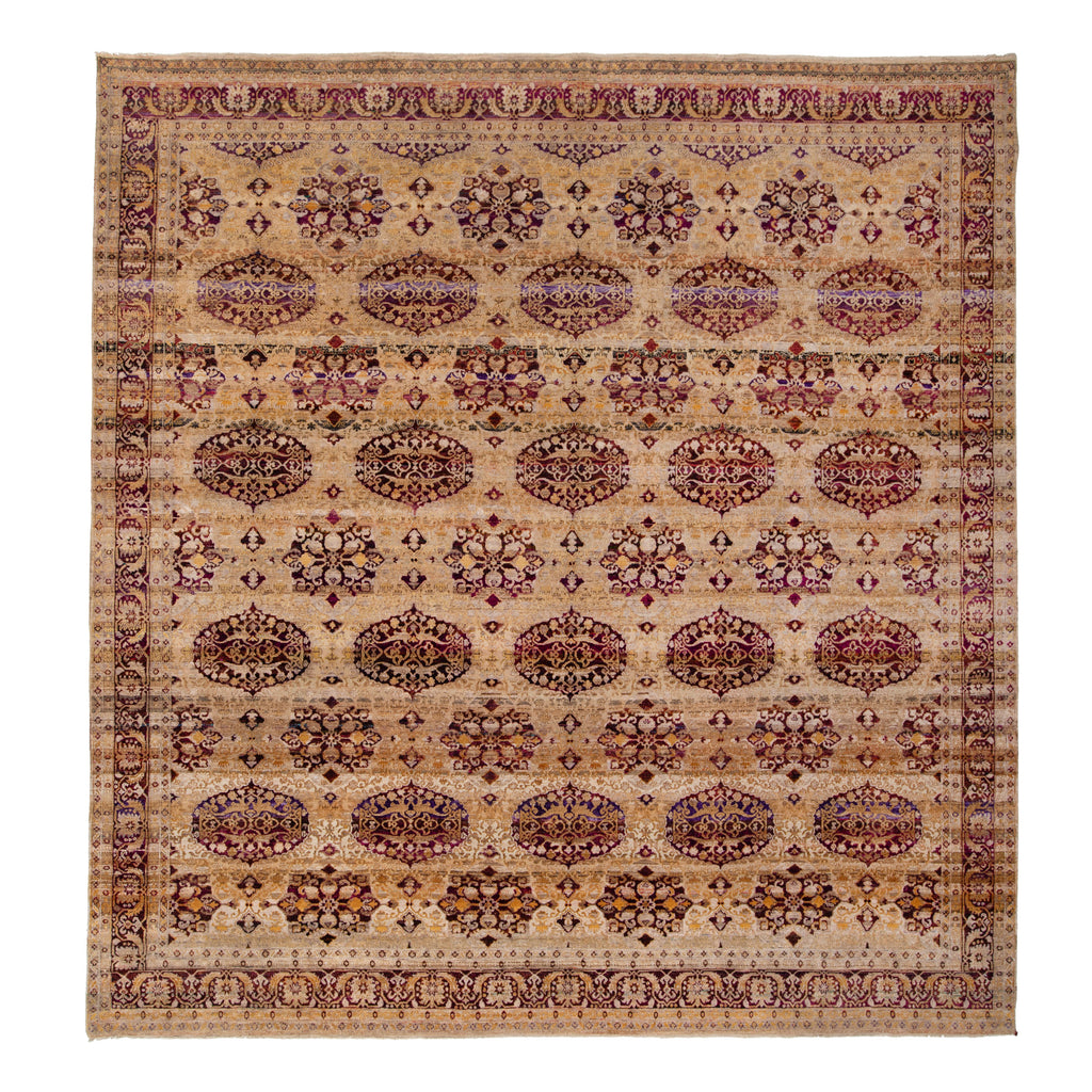 Brown Traditional Wool Silk Blend Rug - 12'2" x 12'2"