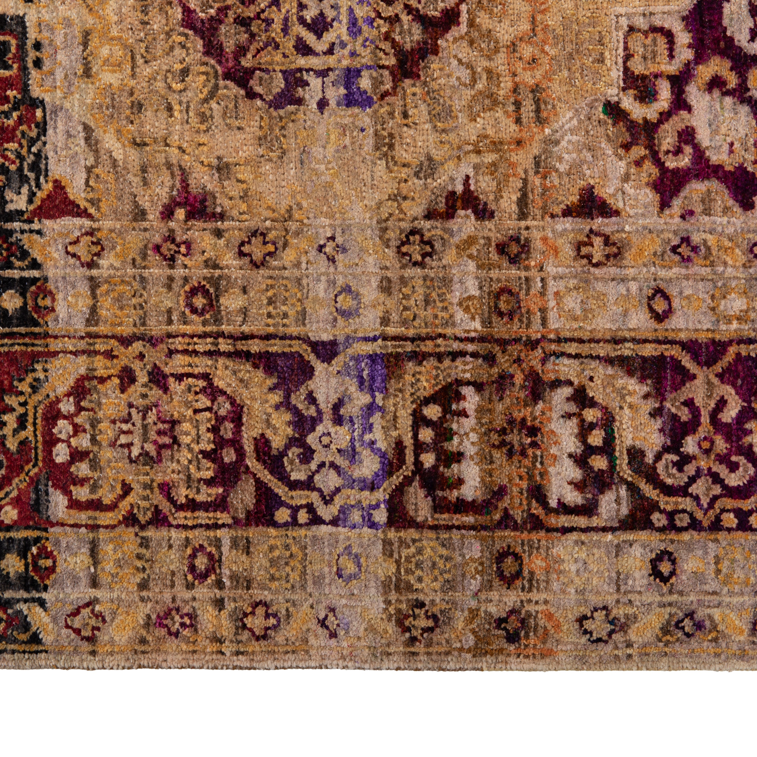 Brown Traditional Wool Silk Blend Rug - 12'2" x 12'2"