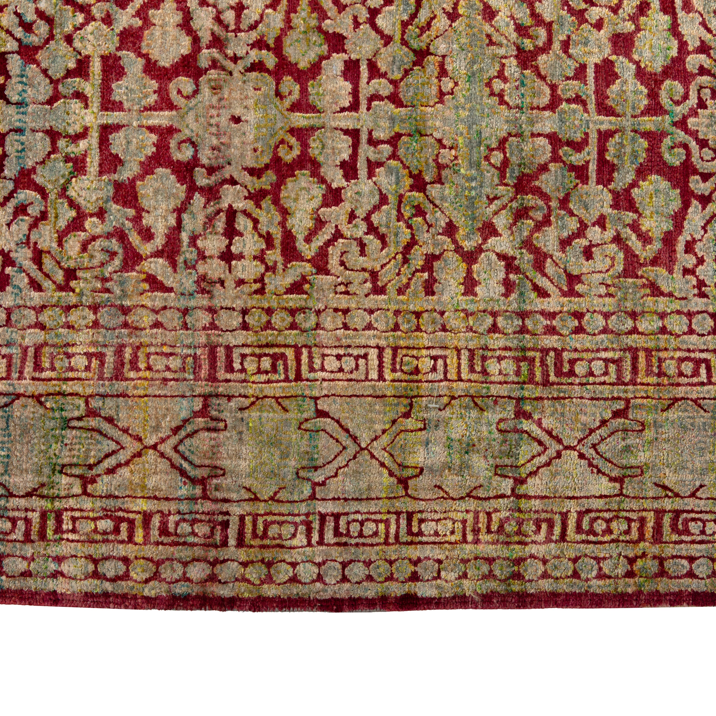Yellow Transitional Wool Silk Blend Rug - 7'10" x 11'3"